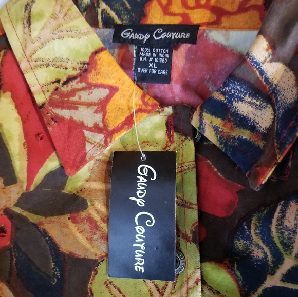 Gandy Couture Colorful Fall Print Jacket Sz XL W/Beading/Sequin - Picture 3 of 13